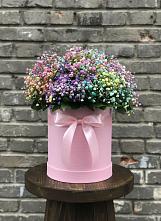 Цветочная композиция из Гипсофила и Розы в шляпной коробке #REPLACE_PRED# Ближне-Песочном