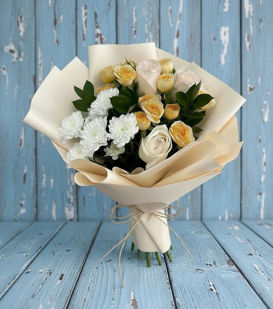 Букет цветов из: Розы и Хризантемы в Ближне-Песочном