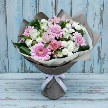 Букет цветов из:  Герберы, Альстромерии и Хризантемы в Ближне-Песочном