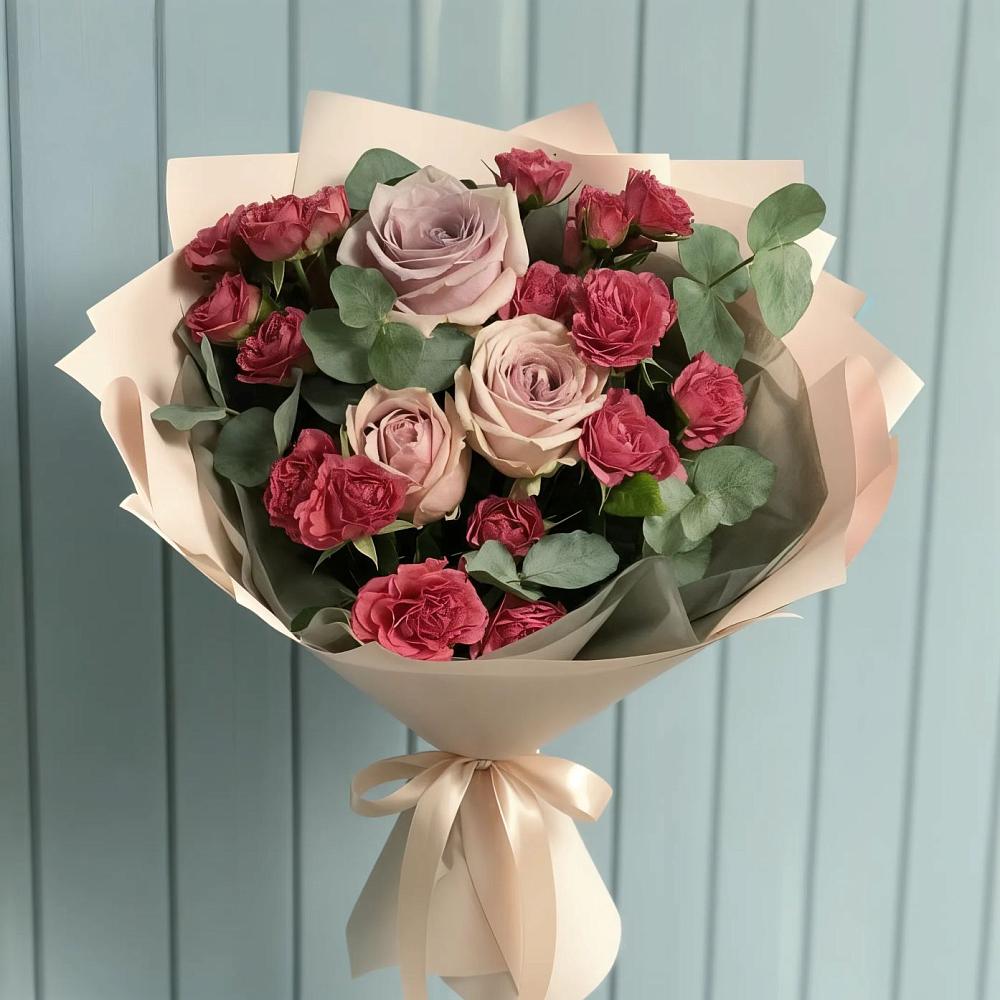 Букет цветов из: Гвоздики и Розы в Ближне-Песочном
