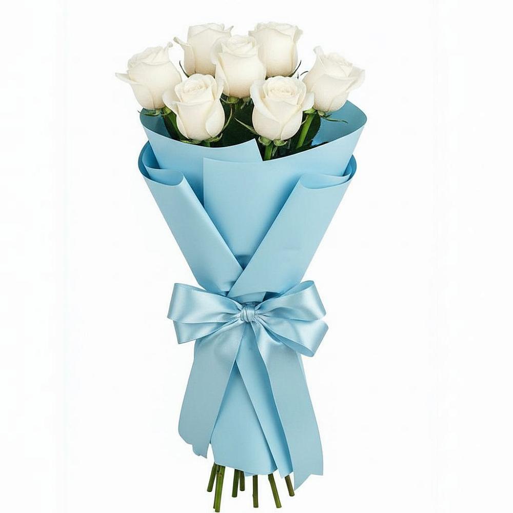 Букет 7 белых роз Проуд в Ближне-Песочном