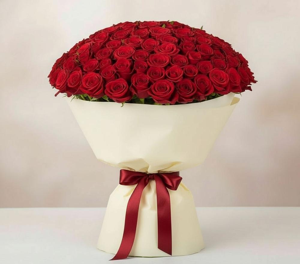 Букет 101 Красная роза Милано в Ближне-Песочном