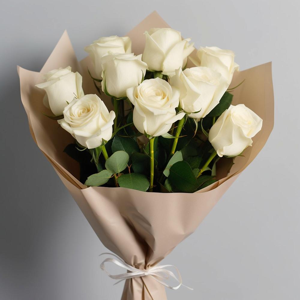 Букет 9 Белых роз Эдлесс Лав в Ближне-Песочном