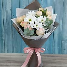 Букет цветов из:  Хризантемы и Розы #REPLACE_PRED# Ближне-Песочном