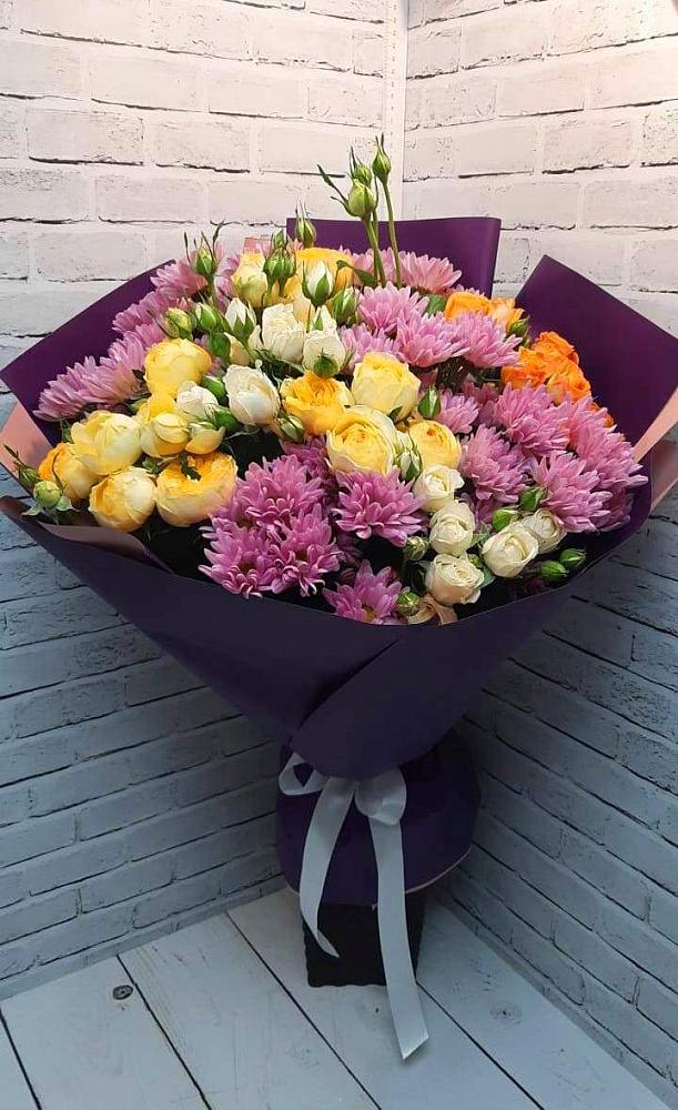 Букет цветов из: Хризантемы и Розы в Ближне-Песочном