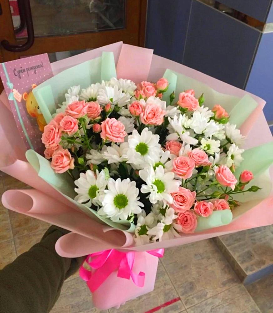 Букет цветов из: Розы и Хризантемы в Ближне-Песочном