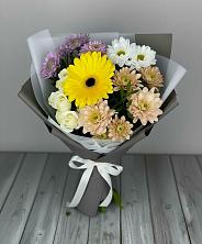 Букет цветов из:  Розы, Герберы и Хризантемы в Ближне-Песочном