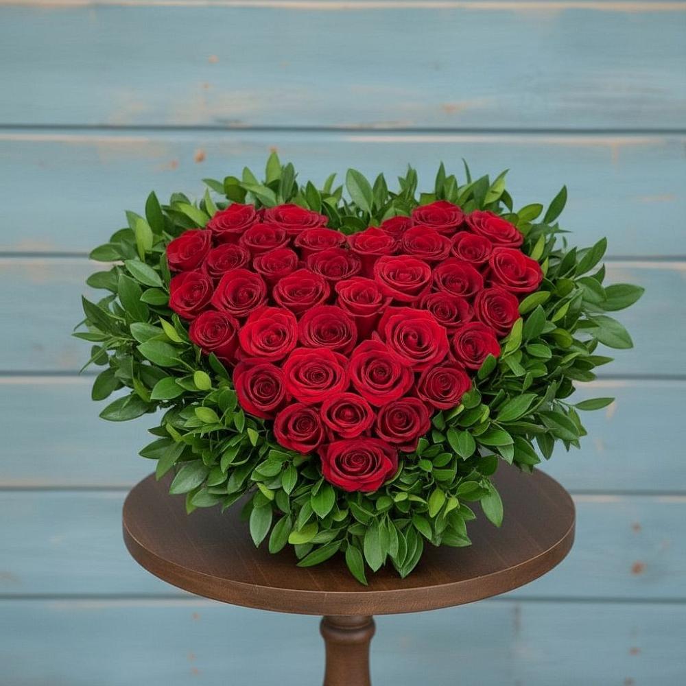 Цветочная композиция из Розы в виде сердца в Ближне-Песочном