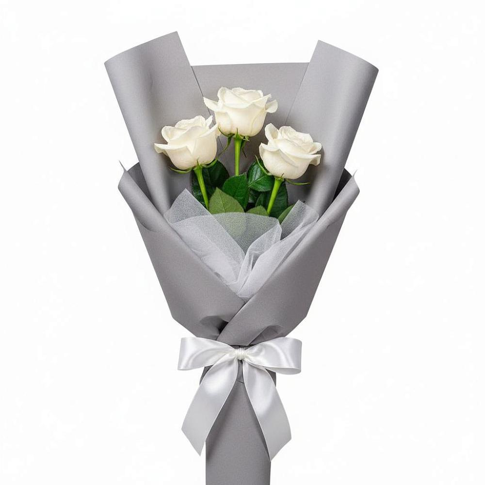 Букет 3 белые розы в Ближне-Песочном