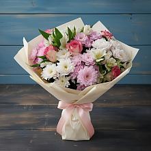 Букет цветов из:  Хризантемы, Альстромерии и Розы в Ближне-Песочном