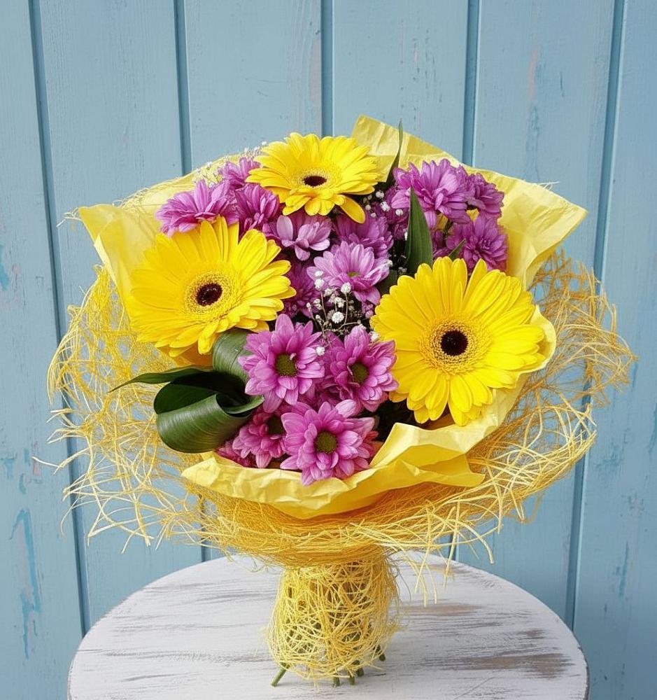 Букет цветов из: Хризантемы и Герберы в Ближне-Песочном
