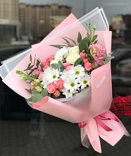 Букет цветов из:  Розы, Лизиантусы и Хризантемы в Ближне-Песочном