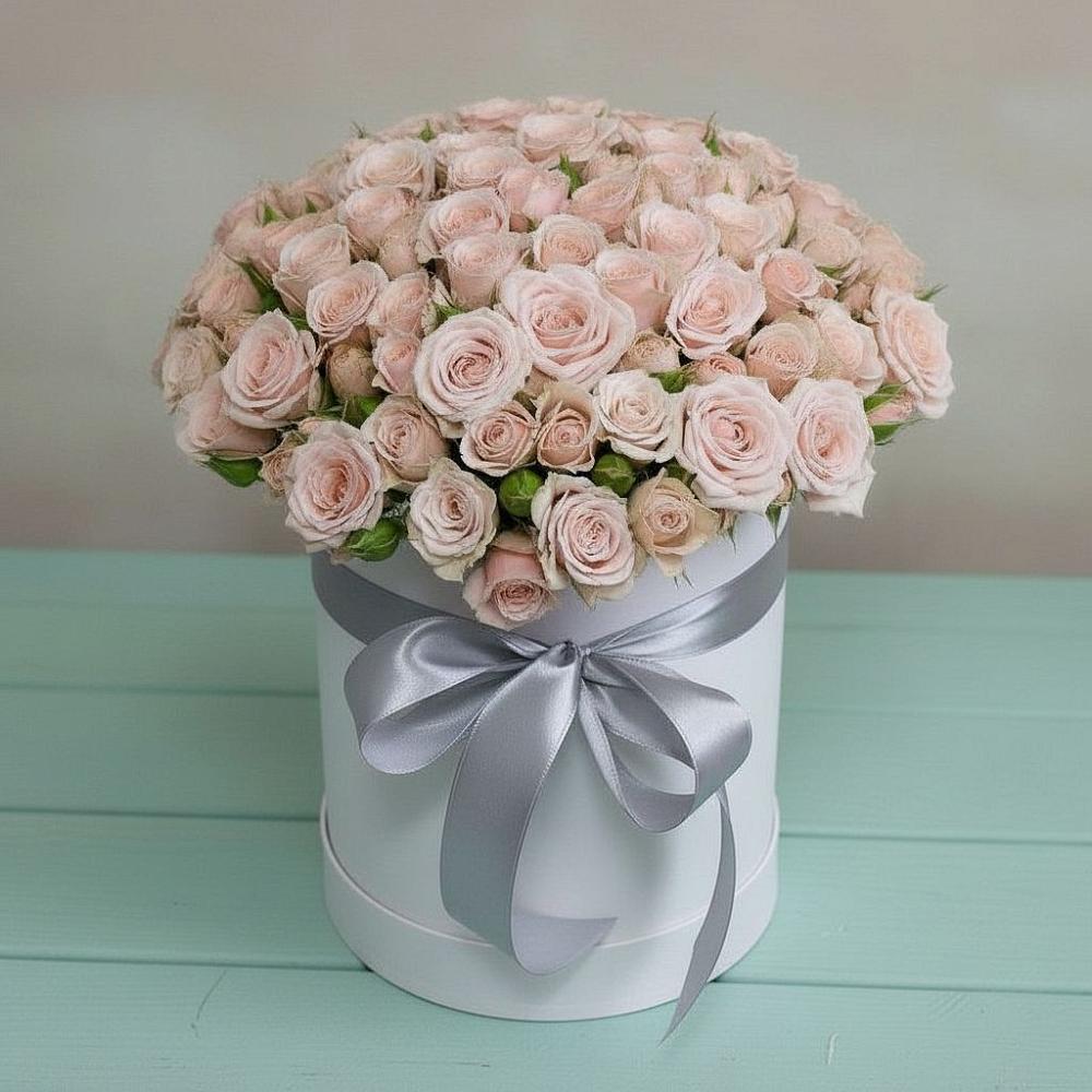 Цветочная композиция из Розы в шляпной коробке в Ближне-Песочном